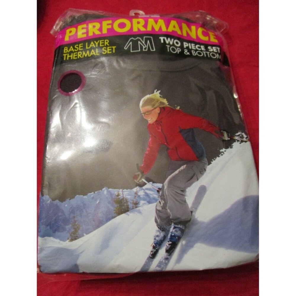 Women's Thermal Set Top Bottom Long Underwear Base Layer Polyester Black Small